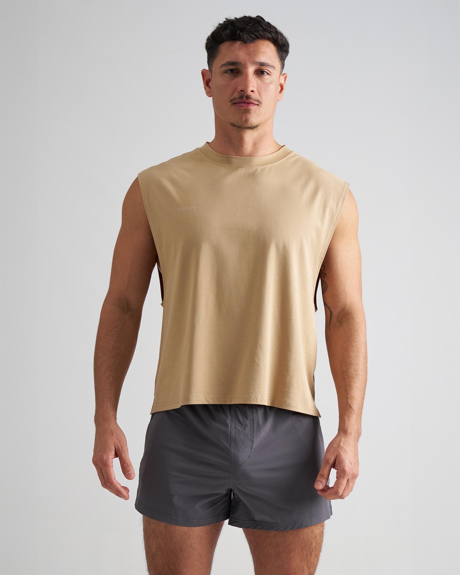 Strike Box Muscle Tank - Tan