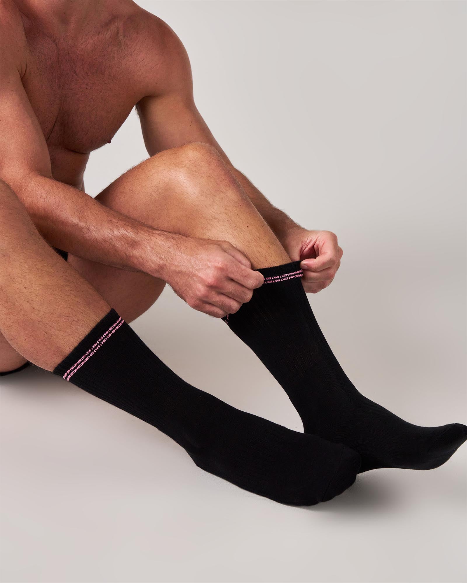 Classic Crew Socks - Black|Pink