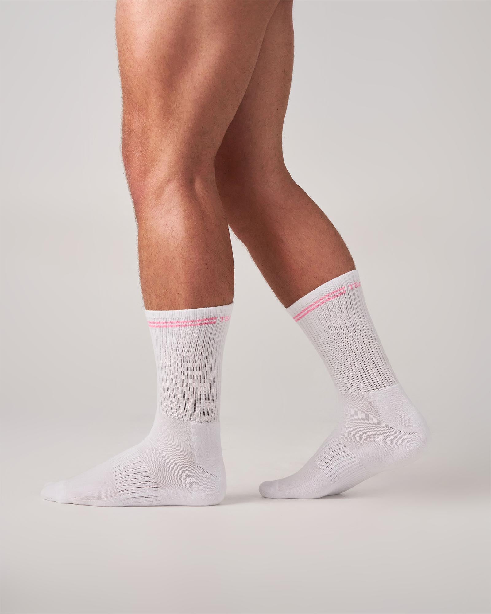 Classic Crew Socks - White|Pink