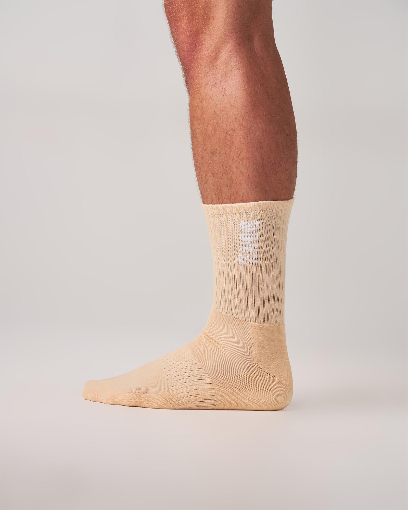 TEAMM8 Crew Socks - Tan|White