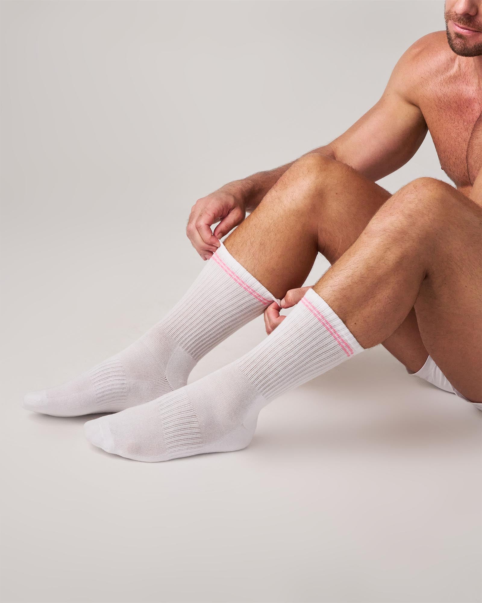 Classic Crew Socks - White|Pink