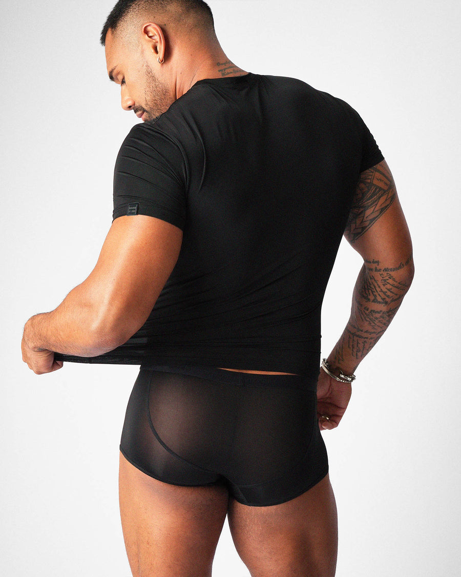 Allure Sheer Cropped Tee - Noir