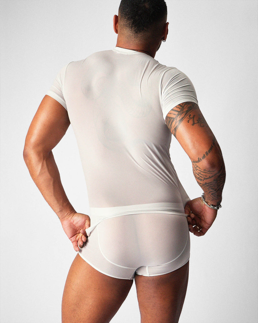 Allure Sheer Cropped Tee - Platinum