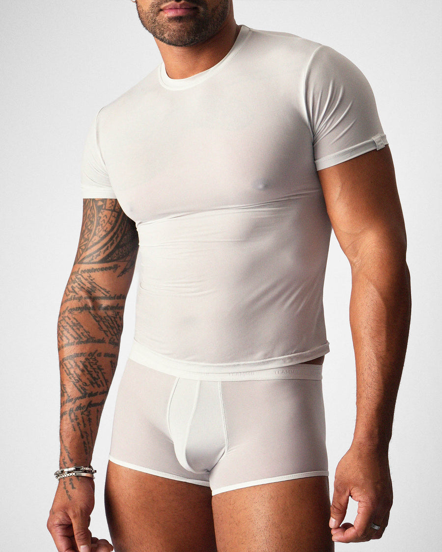 Allure Sheer Cropped Tee - Platinum