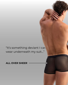 Man wearing a black trunk