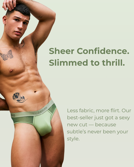 Men's in sheer green underwear