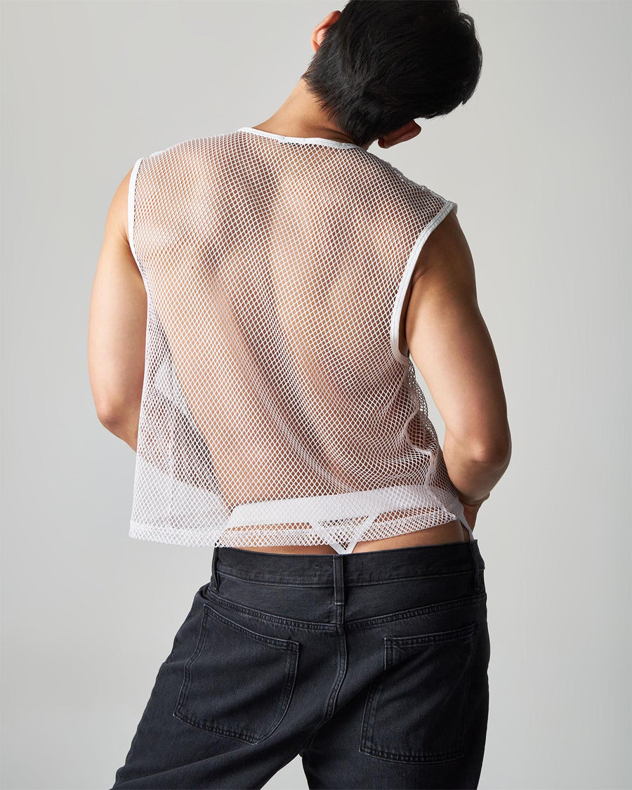 Edge Net Muscle Tank - Chalk