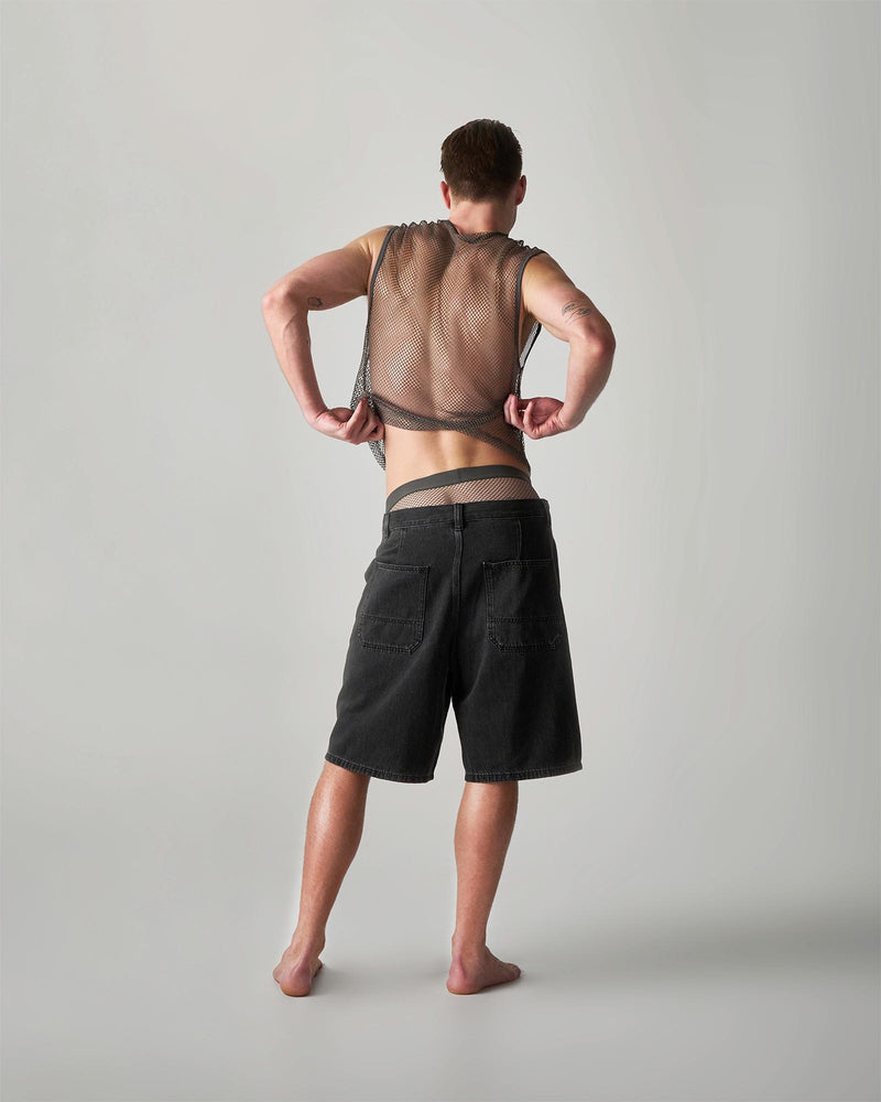 Edge Net Muscle Tank - Gunmetal