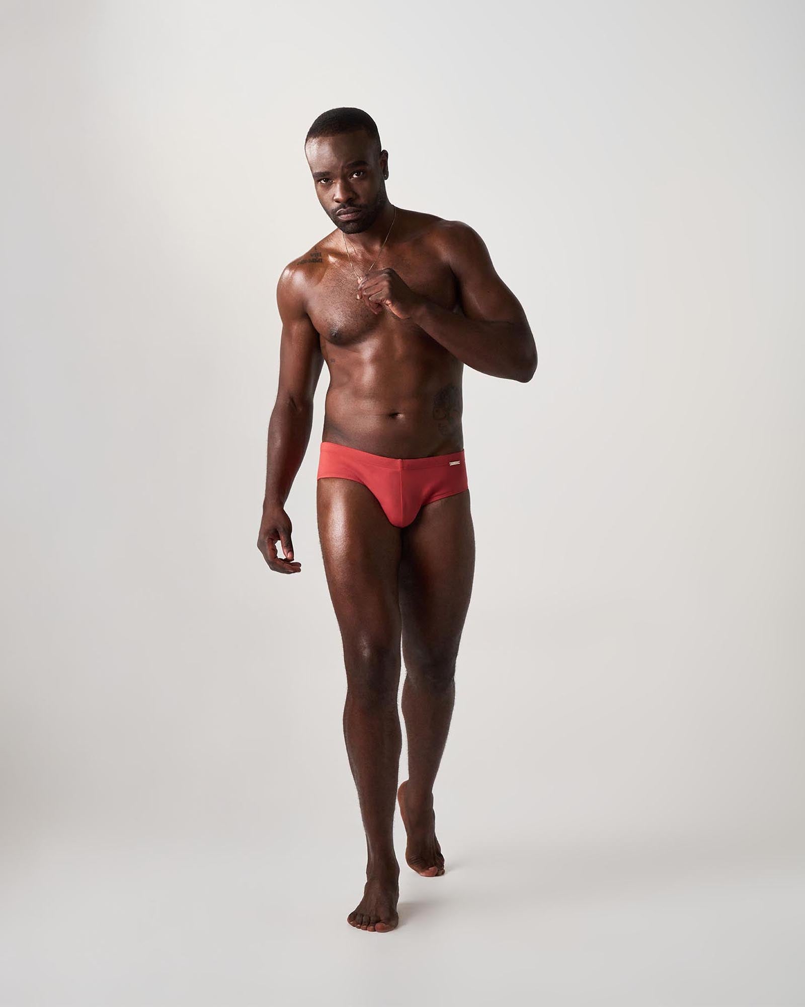 Statement Wide Swim Brief - Terracotta